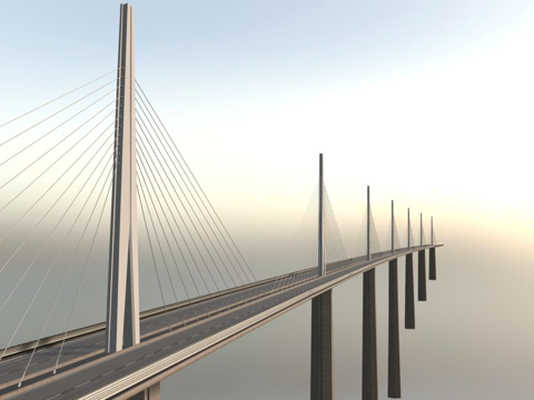 米约高架桥 灯光su模型