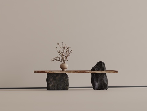 中式茶桌 中古风茶桌 实木茶桌 茶具组合su模型