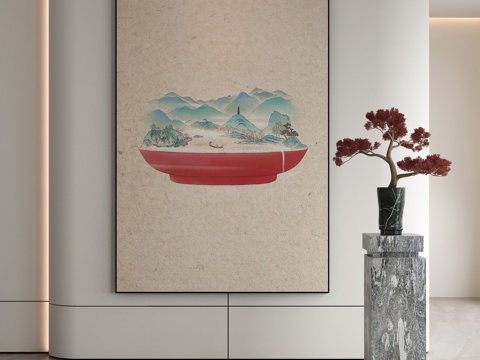 现代简约抽象挂画3d模型