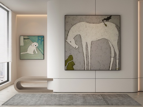 现代简约抽象挂画3d模型