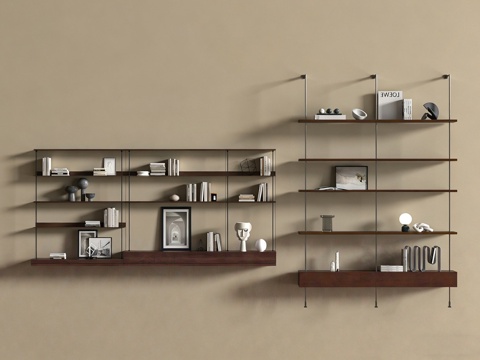 中古风书架 置物架 饰品摆件su模型