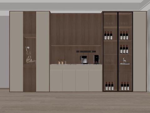 中古风酒柜 餐边柜 半开放柜su模型