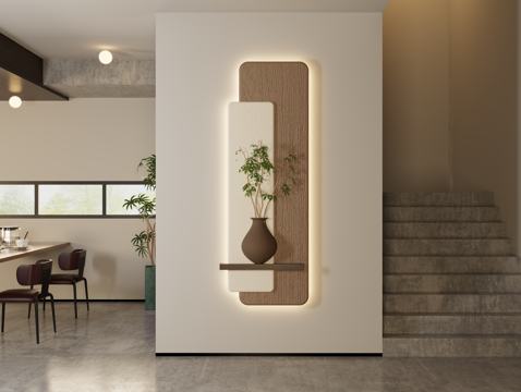  侘寂 玄关装饰 玄关过道3d模型 