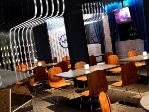  酒吧 工业风 餐厅 酒吧3d模型 