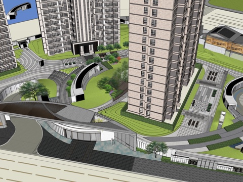  示范区 美丽乡村 景观小品 地产 户外景观su模型 