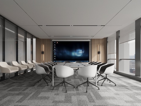 现代会议室 会议桌3d模型 