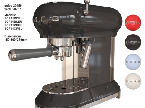  SMEG ECF01意式浓缩咖啡机3d模型 