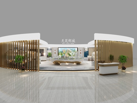  现代低调轻奢售楼部3d模型 