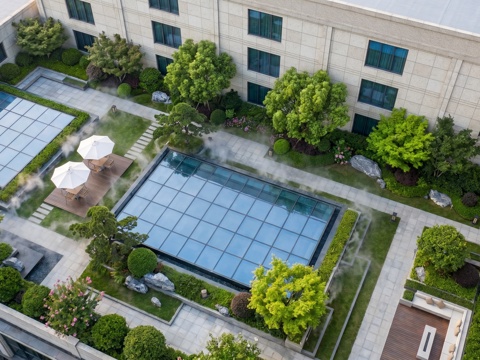  现代屋顶花园_新中式屋顶花园_宋式_空中花园_公共空间_绿色su模型 