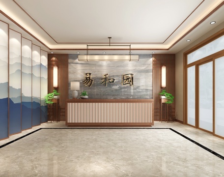  新中式售楼部3d模型 