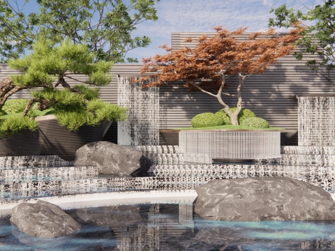  庭院灯 门 微景观 屋顶花园su模型 