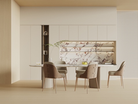  现代餐厅 餐桌椅组合 餐边柜3d模型 