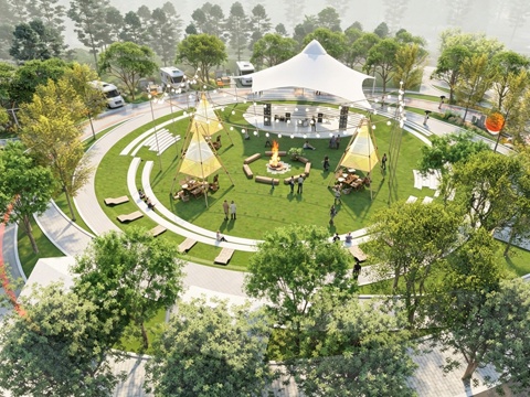  现代景观公园 现代公园景观 市政公园 体育公园 口袋公园su模型 