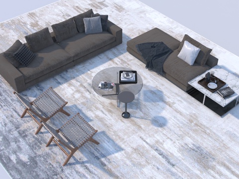  现代沙发茶几组合3d模型 