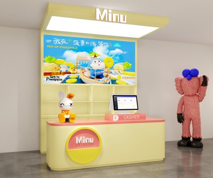  潮玩店前台 潮玩店收银台 饰品百货店前台 礼品店收银台su模型 