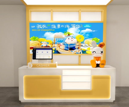  潮玩饰品店收银台 便利店收银台 服装店收银台 收银台su模型 
