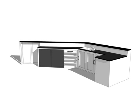  前台 办公室 展厅 工位su模型 