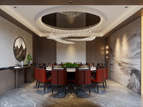  新中式包间 酒店包间3d模型 