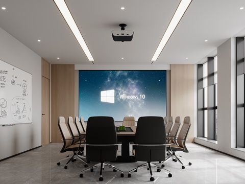  现代会议室3d模型 