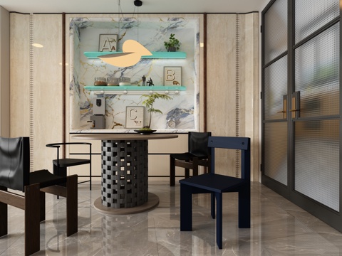  后现代风格 餐厅3d模型 