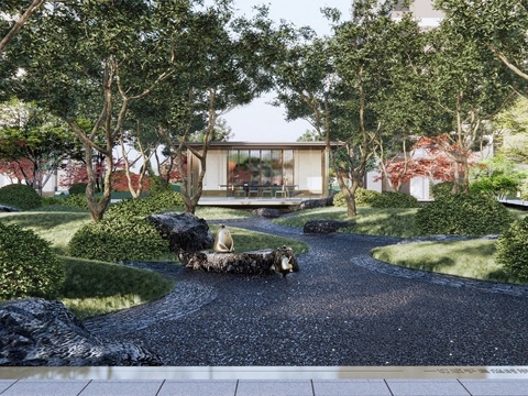  现代公园景观 小区园林景观su模型 