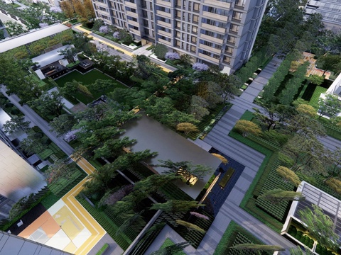  现代住宅景观 小区建筑 小区住宅建筑su模型 