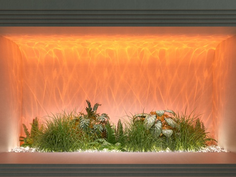  现代 水波纹灯 洗墙灯 氛围灯 装饰灯 装饰灯 植物堆 植物3d模型 