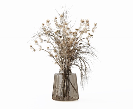  现代花瓶花艺 轻奢花瓶 干花花瓶  玻璃花瓶3d模型 