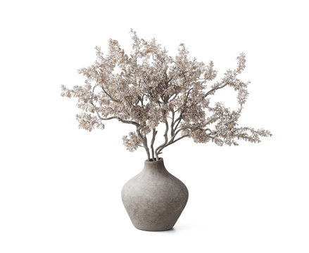 侘寂中古风花瓶 陶罐 干花 花艺 干支 花瓶摆件3d模型 