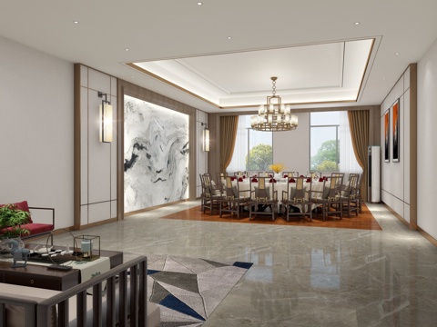  餐厅包间3d模型 