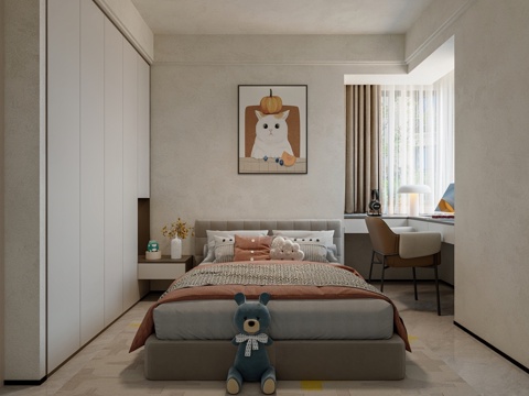  现代简约儿童房3d模型 