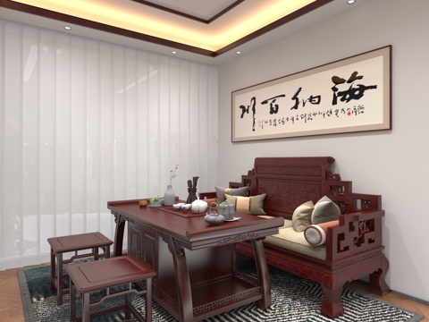  中式茶室3d模型 
