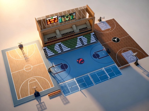  篮球馆3d模型 