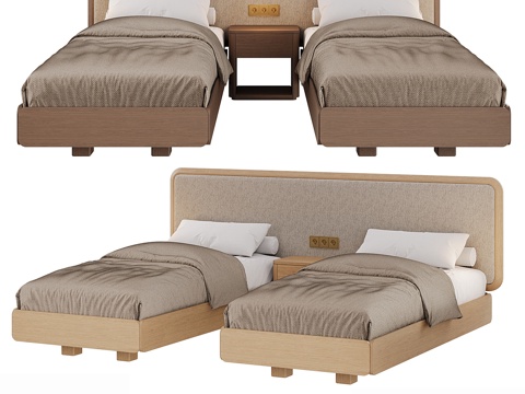 双人床3d模型 