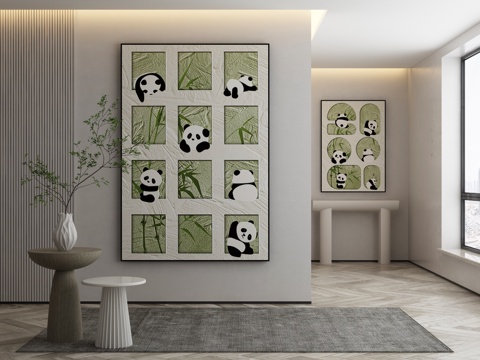  侘寂抽象挂画3d模型 