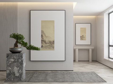  侘寂抽象挂画3d模型 