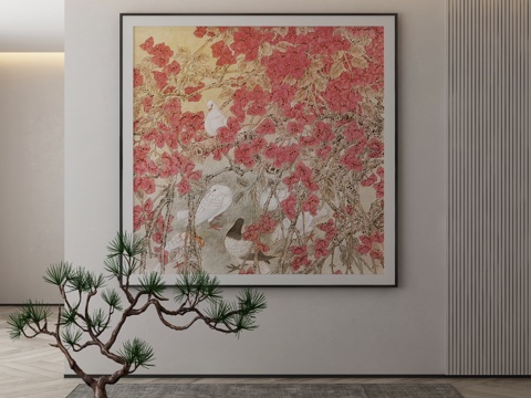  侘寂抽象挂画3d模型 