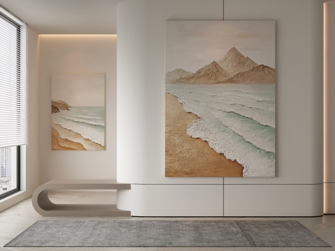  侘寂抽象挂画3d模型 