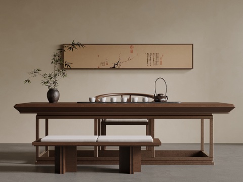  新中式茶台 茶桌椅3d模型 