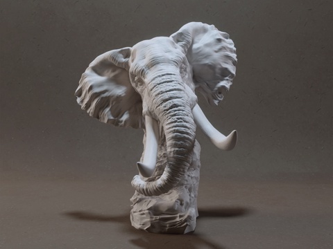  现代大象雕塑石膏艺术摆件3d模型 