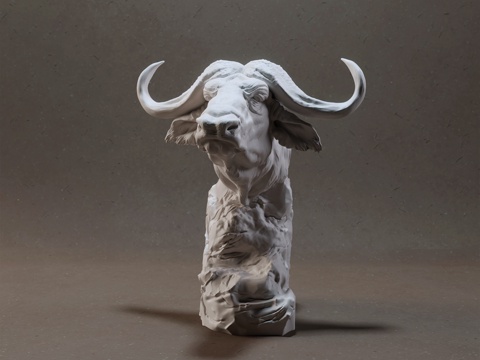  现代牛雕塑石膏艺术摆件3d模型 