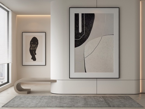  侘寂抽象挂画3d模型 
