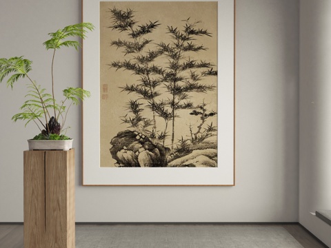  侘寂抽象挂画3d模型 