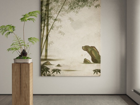  侘寂抽象挂画3d模型 