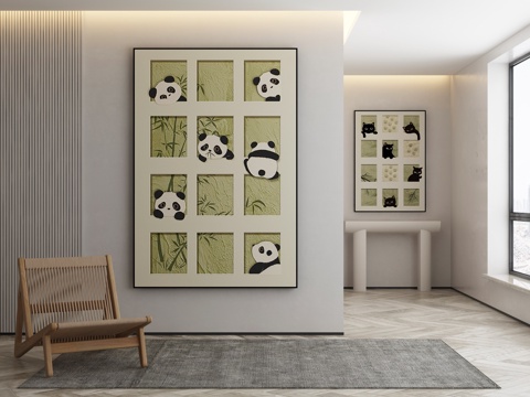  侘寂抽象挂画3d模型 