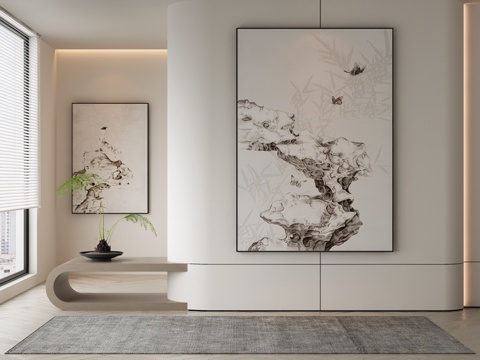  侘寂抽象挂画3d模型 