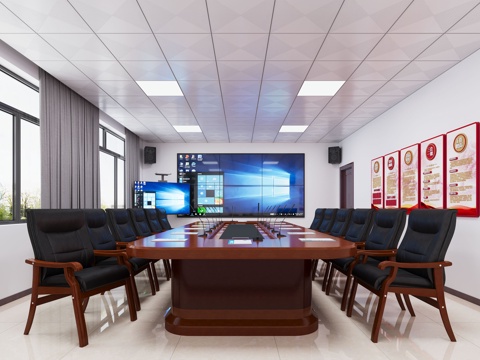  现代会议室 党建会议室3d模型 