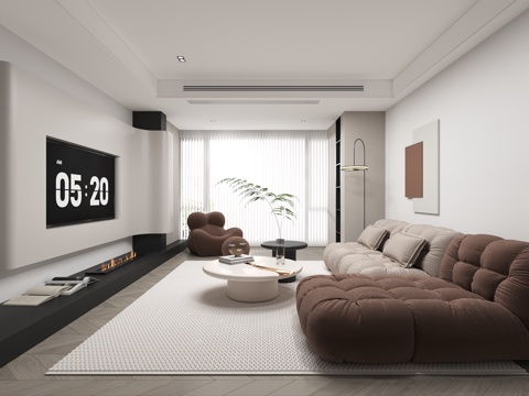  现代客厅3d模型 