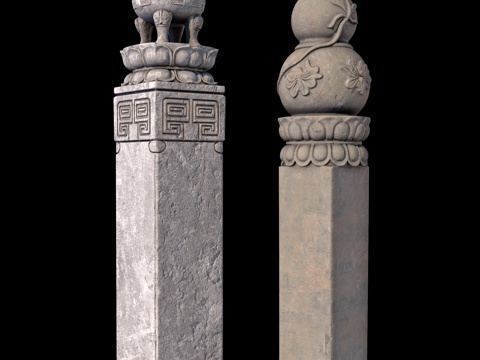  传统中式拴马桩3D模型3d模型 