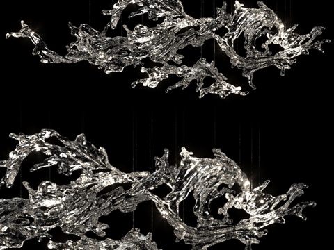  现代简约轻奢吊灯 吊灯 简约吊灯 玻璃吊灯 餐厅吊灯 客厅吊3d模型 